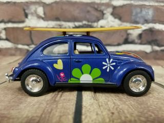 1967 Vw Volkswagen Classical Beetle Blue Surfboard Hippie Love Die - Cast 1:32