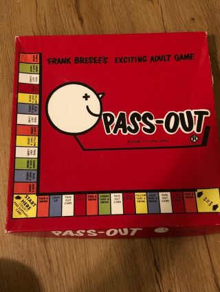 Pass Out Vintage Drinking Board Game Adult Party Fun Classic Cards Frank Bresee