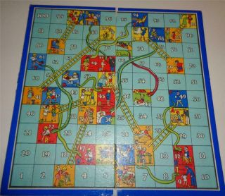 Vintage Snakes & Ladders Game Board Only C 1920 - 30 Chad Valley