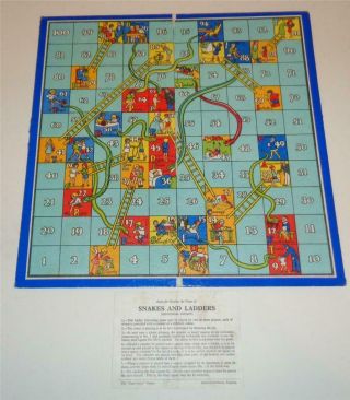 VINTAGE SNAKES & LADDERS GAME BOARD ONLY c 1920 - 30 CHAD VALLEY 3