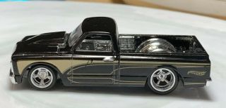 Hot Wheels ‘67 Chevy C - 10 Black 1/64 Custom Wheel Swap Real Riders Chevrolet