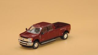 1/64 Dcp/greenlight Ruby Red Ford F350 Dually Pick Up Truck No Box