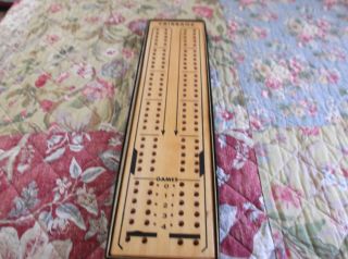 Large Wooden Cribbage Board,  With Feet.  No Maker