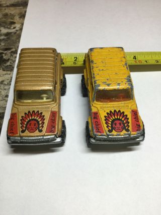 Vintage Two Majorette Diecast Vehicles 4x4 Cherokee Big Chief Indian Jeeps