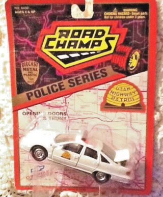 1995 Road Champs Police Series Utah Highway Patrol Police Car 1:43 Chevy - Nos
