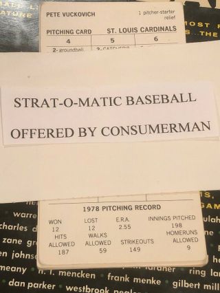Strat - O - Matic Baseball 1978 St.  Louis Cardinals With Xp