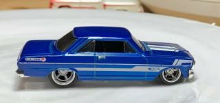 Hot Wheels ‘63 Chevy Ii Blue 1/64 Custom Wheel Swap Real Riders Chevrolet Nova