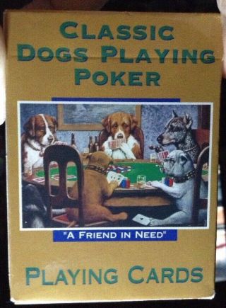 1997 Dogs Playing Poker Cards No.  6810 Hoyle Products " A Friend In Need "