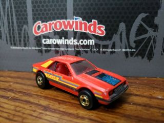 1979 Hotwheels Turbo Mustang Blue Cobra Red Made In Malaysia 1/64 Scale