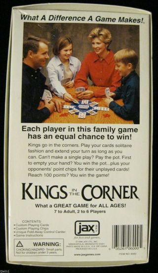 KINGS IN THE CORNER GAME FROM THE MAKERS OF SEQUENCE 100 COMPLETE & FUN 1996 ED 2