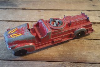 Vintage Hubley Kiddie Toy 468 Red Painted Metal Fire Truck,  Lancaster Pa (002