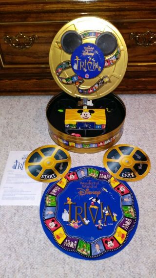 The Wonderful World Of Disney Trivia Board Game 1997 In Gold Tin Complete