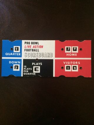 1969 Marx Pro Bowl Live Action Football Game Scoreboard Only