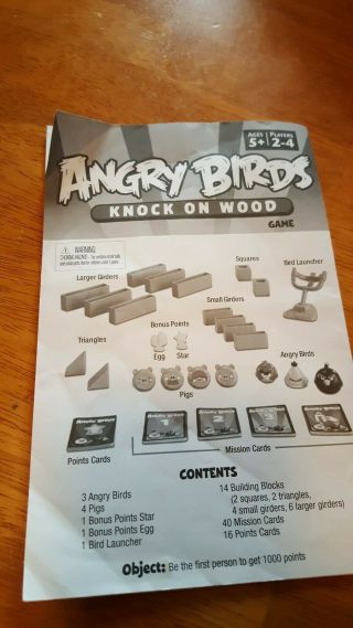 ANGRY BIRDS KNOCK ON WOOD GAME,  COMPLETE 3