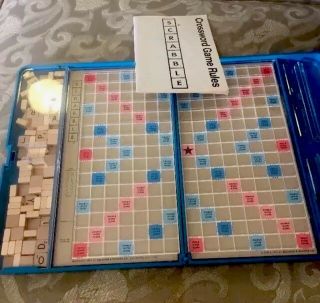 Vtg 1976 Travel Edition Scrabble Crossword Game Mini Wood Cube Letters