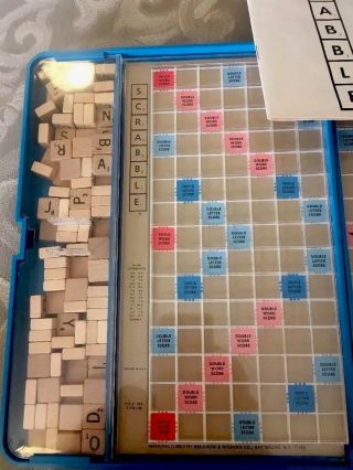 Vtg 1976 Travel Edition Scrabble Crossword Game Mini Wood Cube Letters 2