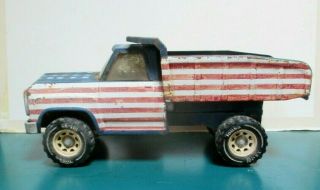 Vtg Tonka Toy Red White & Blue Dump Truck Xr - 101 Tires Usa Flag Stars & Stripes