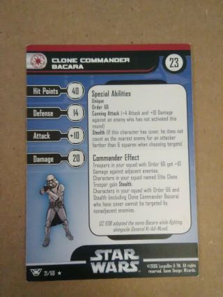 Star Wars Miniatures Rare Champions Of The Force 21 Clone Commander Bacara