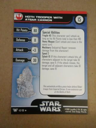 Star Wars Miniatures R Champions Of The Force 43 Hoth Trooper With Atgar Cannon