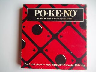 Pokeno Po - Ke - No Card Game (poker - Keno) With 12 Boards & Chips -
