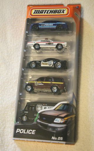 Matchbox Police 5 Pack Dodge Charger Monaco Corvette Expedition Swat