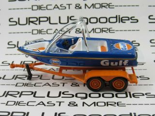 Johnny Lightning 1:64 Loose Gulf Deco Speed Fishing Boat W/trailer Rubber Tires