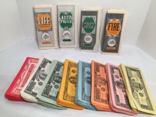Vintage The Game Of Life Play Money,  Stock,  Life,  Fire,  Auto Certificate Accessories