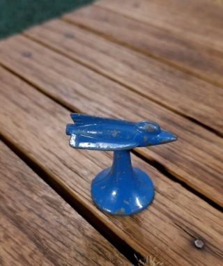 Vintage Rocket Space Ship Game Piece Die - Cast Metal Jet Blue Token