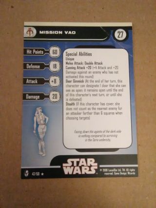 Star Wars Miniatures Rare Knights Of The Old Republic 47 Mission Vao