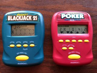 2 Radica Pocket Games Blackjack 21 And Poker Electronic Handheld Games
