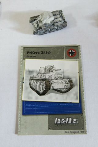 Axis & Allies Miniatures Reserves 30 Pzkpfw 38 (t) Uc With Card