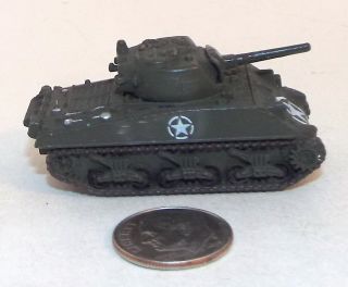 Small Micro Machine Wwii Type M - 4 Sherman Tank In Olive Drab