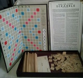 Vintage 1953 Scrabble Board Game Selchow & Righter Complete