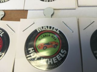 Redline Hotwheels Assorted Tin Badges.  8 in total. 3
