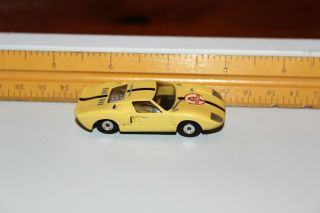 Vintage Aurora Cigar Box Ho Car 6105 Yellow Ford Gt Cobra Made In U.  S.  A.  Ex,