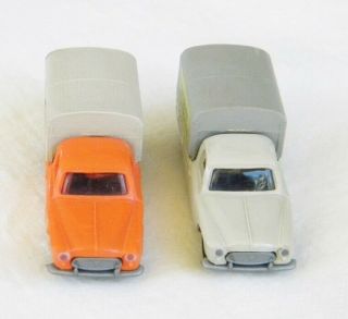 2 Different Praline 1/87 Ho Peugeot Pickup Trucks 1) Mussini 2) Travaux Publics