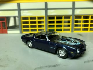 1/64 1975 Pontiac Trans Am/blue/blk Int/400 V8/ Auto/rally Wheels/rubber Tires