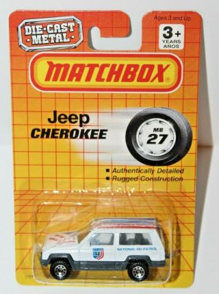 Nip Matchbox Mb 27 Jeep Cherokee National Ski Patrol Die Cast Metal Car