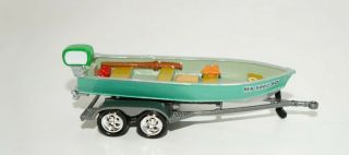 Jon Boat Fishing Tandem Axle Trailer Diorama Display 1/64 Scale Johnny Lightning