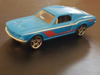 Mattel Hot Wheels 1968 Mustang Fastback Die Cast Car Blue W Stripes Loose