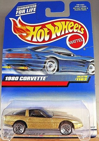 1999 Hot Wheels Collector No 1103 1980 Corvette Metal Flake Gold W/lace Wheels