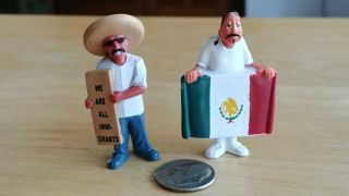 Homies Set Of 2 Figurines O.  G.  Mexican Flag Politico We Are All Immigrants Sign