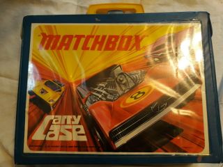Vintage 1971 Blue Car Carrying Case Matchbox With Trays