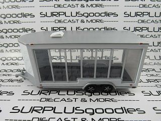 Greenlight 1:64 Scale Loose White Enclosed Car Hauler Glass Display Trailer