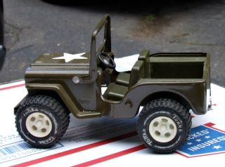 Vintage Tonka Army Jeep Military Pressed Steel & Plastic Pre - Owned
