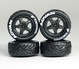 Eadc Custom Wheels 1:64 S Cale Sw388 Black 5 Spoke Set Of 4 Hot Wheels Matchbox