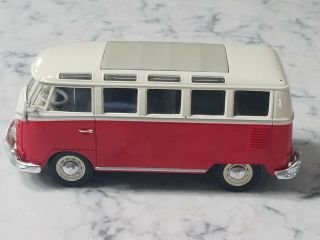 Volkswagen Vw 1960s Van Samba Bus 1:25 Scale 7 " Red Diecast Car Model