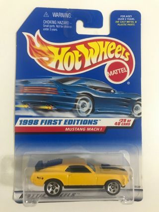 1998 Hot Wheels First Edition Fe 29 Yellow Ford Mustang Mach 1 Hw 670