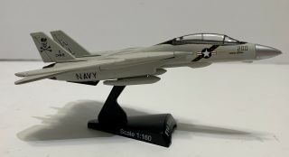 F - 14 Tomcat Diecast Us Navy Fighter Jet Airplane Complete W/stand