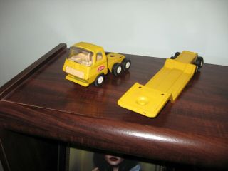 Vintage Yellow Tonka 2 Piece Pressed Steel Truck W/ Trailer / As Found